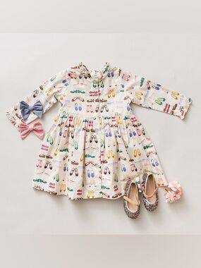 Pink Chicken Multi Shoes Dress Size 3 100% Cotton